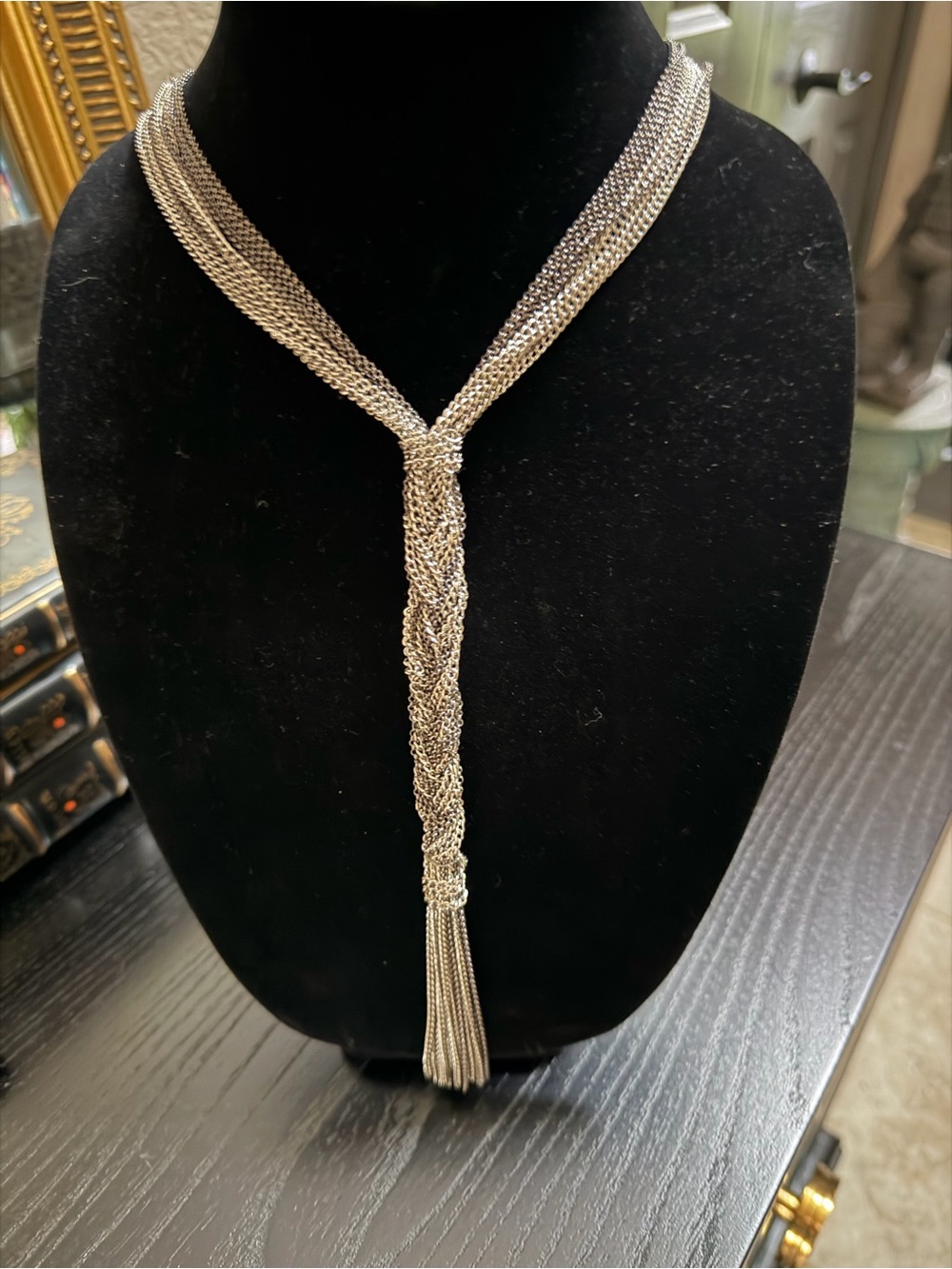 Silver-Tone Braided Tassel Lariat Necklace - Women Jewelry